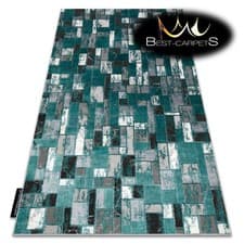 Image of Modern Designer cheap Rug DE LUXE structural geometric GREEN / GREY High Quality