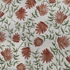 Image of VOYAGE Maison CURTAINS 66x90" Block Print Style Long PAIR Floral Leaf Terracotta