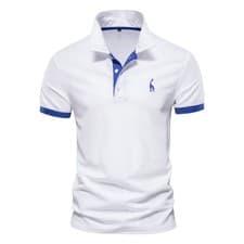 Image of UK Men's polo shirt basic contrast collar short sleeve polo shirt comfortable✨✨✨