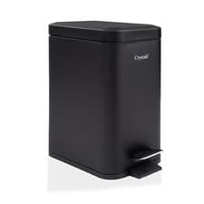 Image of 5L BATHROOM SLIM KITCHEN PEDAL RECTANGULAR BIN WASTE WITH SOFT CLOSING LID BLACK