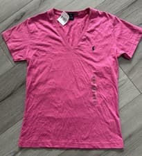 Image of Brand New Ralph Lauren Sport Women’s V Neck T-shirt XSmall Pink 100% Cotton