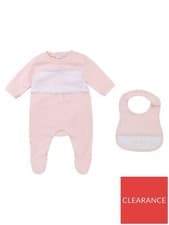 Image of HUGO BOSS Baby Girl Sleepsuit & Bib Set Pale Pink gift Set Box 12 Months RRP £85