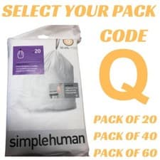 Image of Simplehuman Bin Liners Q Code Q size Q simple human bin bags Q 50-65 Litres