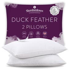 Image of Slumberdown Duck Feather Medium Support Back Sleeper Pillow, Pack of 2
