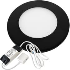 Image of 1x BLACK Ultra-Slim Round Under Cabinet Surface Light & Driver - Warm White LED