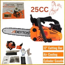 Image of Top Handle Petrol Chainsaw 25cc 2 Stroke 12" Bar and 2 Chains Limbing Logs