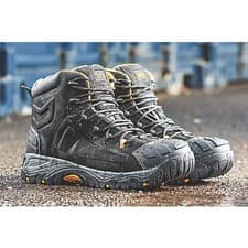 Image of Site Safety Boots Mens Standard Fit Black Leather Waterproof Steel Toe Size 10
