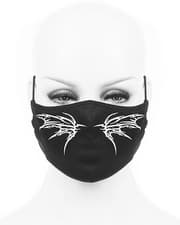 Image of Devil Fashion Gothic Punk Face Mask Mouthguard Black White Skeletal Wings Tattoo