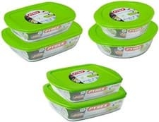 Image of Pyrex 6 Pieces Cook & Store Glass Dishes Set With Lids 1.0L/1.1L/2.2L/2.3L/2.5L