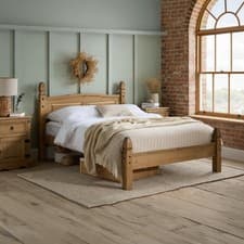 Image of Corona Low End Bed Waxed Solid Pine-3ft Single, Double 4ft6inch, King-Size 5ft