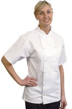 Image of White Chefs Jacket BonChef Unisex Short Sleeve Professional Kitchen Uniform