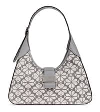 Image of NWT Kate Spade New York Grey Spade Flower Jacquard Nouveau Shoulder Bag Purse