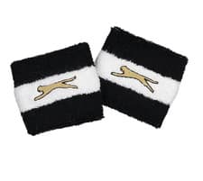 Image of Slazenger GLOBO Wristband Sweatband Black/White/ Gold - 2 Pairs