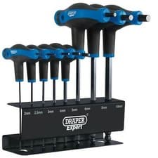 Image of Draper Expert 8 Piece T Handle Ball End Hexagon Allen Key Set Metric