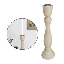 Image of Rustic Shabby Carved Pillar Church Wooden Candle Holder CandleStick