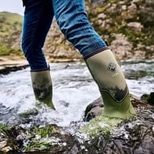 Image of Muck Boots Calder Wellingtons Olive 4mm neoprene bootie, Breathable mesh sandw