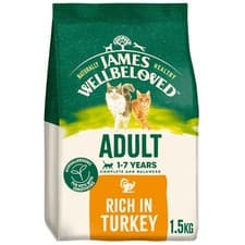 Image of 1.5kg James Wellbeloved 1-7 Years Adult Dry Cat Food Complete & Balanced Turkey