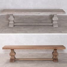 Image of OAK PEDESTAL DINING BENCH RANGE WOODEN DINING BENCH TWO COLOURS VARIOUS SIZES