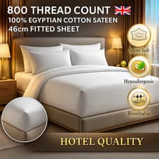 Image of 800 Thread Count 100% Egyptian Cotton Ultra Deep Bed Sheet Fitted Sheet 46cm/18"
