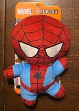 Image of MARVEL Purina PLUSH SPIDER MAN Dog Toy COMFORT ME TOY w/Squeaker COLLECTABLE