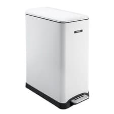 Image of Slimline Recycling Pedal Bin 50L Dual Compartment Kitchen Rubbish Dustbin White