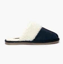 Image of Hush Puppies Arianna Womens Suede Slip-On Memory Foam Navy Mule Slippers