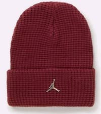 Image of Nike Jordan Jumpman Metal Logo Burgundy Marroon Chunky Knit Ribbed Beanie Hat