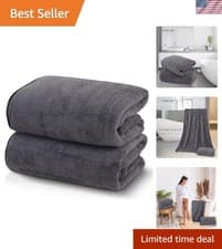 Image of Quick Drying Soft Microfiber Bath Towels with Silk Edging - 27x55 inches, 2 Pack