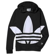 Image of Adidas Originals Big Trefoil Hoodie Kids Hoodie Boys Black White