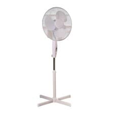 Image of Daewoo 16" White Pedestal Fan Cross Base Adjustable Height Oscillating