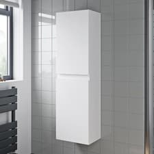 Image of Bathroom Cabinet Flat Pack Gloss White Wall Hung Tall 350 x 250mm