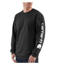 Image of Carhartt Mens Loose Fit Heavyweight Long-Sleeve Logo Sleeve Graphic T-Shirt Work