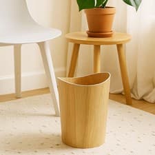 Image of Wooden Wastebasket Waste Paper Bin Paper Basket Wood Trash Can Paper Bin
