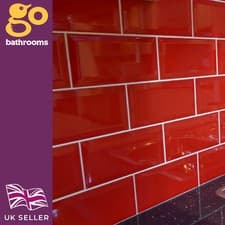 Image of Metro Brick Effect Bevelled Edge Ceramic Tile Gloss Kitchen Bathroom Wall 1 Box