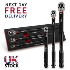 Image of 3pc Torque Wrench Set 1/4” 3/8” 1/2” Drive 2–230Nm Calibrated Garage Tool NEW UK