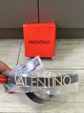 Image of NEW BLACK VALENTINO EMMA LETTER DETAIL BELT, RRP £55