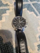 Image of FOSSIL Wrist Watch Mens Rhett Chronograph Silver Black Leather Watch BNIB RP£139