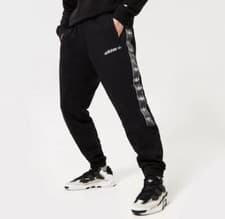 Image of Adidas Tape Fleece pants in Black HR4476