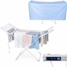 Image of Houszy Electric Heated Clothes Airer with Smart Timer,Heated Clothes Dryer Rack