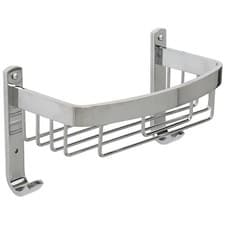 Image of Croydex Curved Bathroom Basket Chrome Plated Aluminium Shower Shelf Caddy 260mm