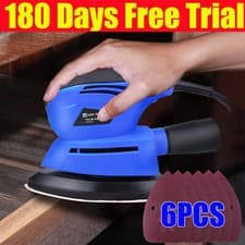 Image of Electric Sander Detail Sanding Machine for Wood Metal & 6 Sandpapers Mouse Tool