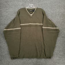 Image of NEW Faded Glory Sweater Mens 2XL XXL Green V Neck Pullover Long Sleeve Knit Y2K