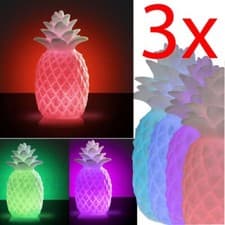 Image of 3 X LED COLOUR CHANGING PINEAPPLE MOOD LIGHT TABLE LAMP LIGHTING BEDROOM DECOR