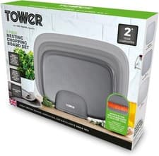 Image of Tower 3pc Nesting Chopping Board Set Grey Ruler Grater Compact Kitchen T8470,NEW