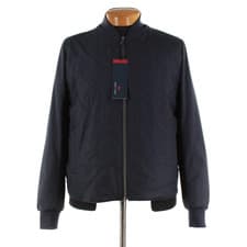 Image of Cardinal of Canada NWT Wool Blend Mixed Media Bomber Jacket Size Large US Blue