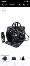 Image of Black Polka Dot 3iece Baby Changing Bag.Brand New And Sealed