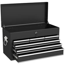 Image of HOMCOM Lockable Metal Tool Chest W/ 6 Drawer, Ball Bearing Runners, Black