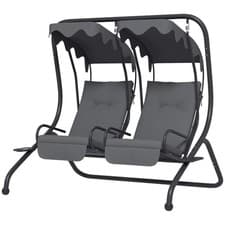 Image of Canopy Swing Chair Modern Garden Swing Seat Outdoor Relax Chairs w/ 2 Separate C