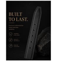 Image of Black Leather Men's Dress Belt with Metal Buckle Precise Stitching One Size
