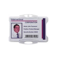 Image of Durable Security Pass Plastic ID Card Holders for Lanyards | 50 Pack |999108011